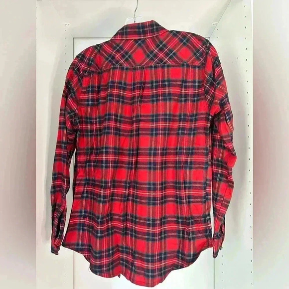 Weatherproof Comfort Stretch Red Plaid Long Sleeve Shirt. - Picture 4 of 6